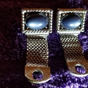 VINTAGE  SWANK   PEARLIZED GRAY   MESH CUFFLINKS